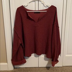 Burgundy V-Neck Sweater